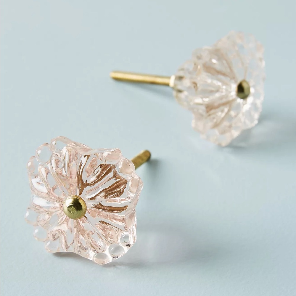 Anthropologie Helena Glass Knobs Set of 2 Pink